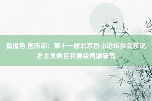 撸撸色 国防部：第十一届北京香山论坛参会东说念主员数目和层级再鼎新高