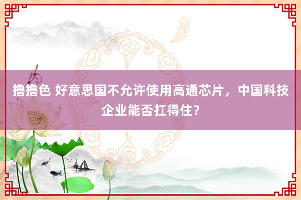 撸撸色 好意思国不允许使用高通芯片，中国科技企业能否扛得住？