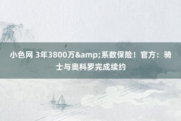 小色网 3年3800万&系数保险！官方：骑士与奥科罗完成续约