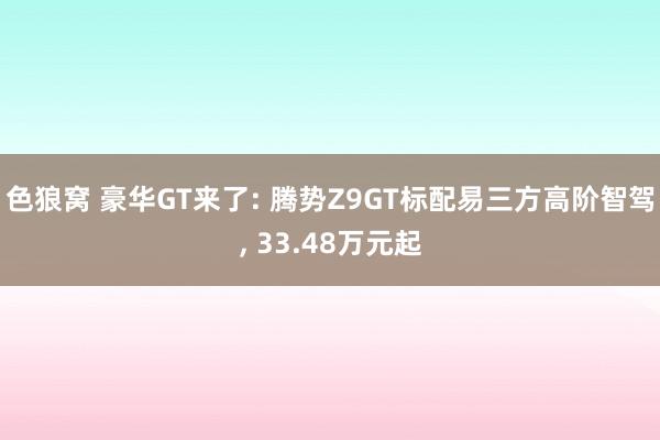 色狼窝 豪华GT来了: 腾势Z9GT标配易三方高阶智驾， 33.48万元起