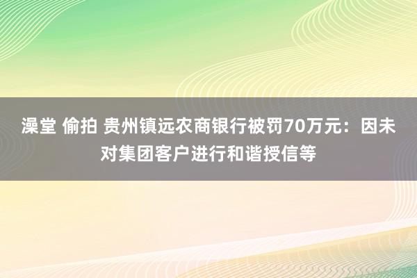 澡堂 偷拍 贵州镇远农商银行被罚70万元：因未对集团客户进行和谐授信等