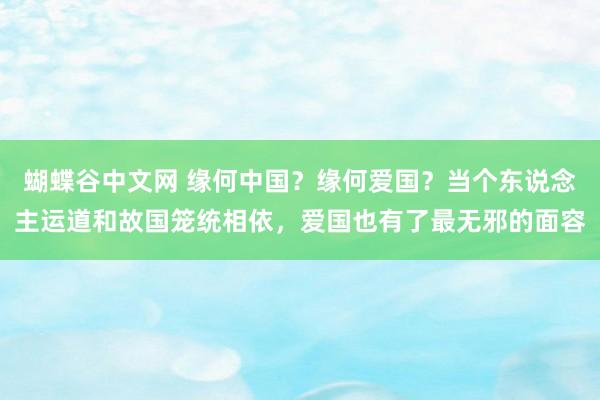 蝴蝶谷中文网 缘何中国？缘何爱国？当个东说念主运道和故国笼统相依，爱国也有了最无邪的面容