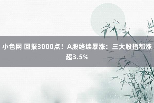 小色网 回报3000点！A股络续暴涨：三大股指都涨超3.5%