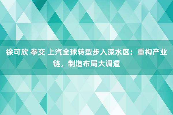 徐可欣 拳交 上汽全球转型步入深水区：重构产业链，制造布局大调遣