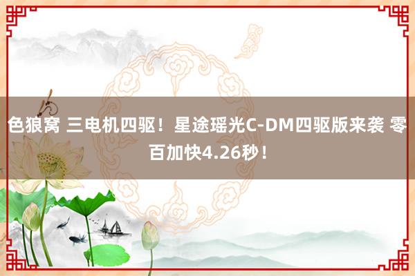 色狼窝 三电机四驱！星途瑶光C-DM四驱版来袭 零百加快4.26秒！