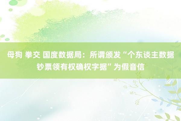 母狗 拳交 国度数据局：所谓颁发“个东谈主数据钞票领有权确权字据”为假音信