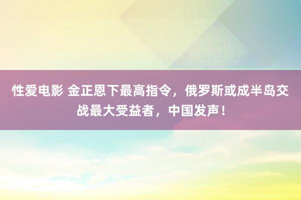 性爱电影 金正恩下最高指令，俄罗斯或成半岛交战最大受益者，中国发声！