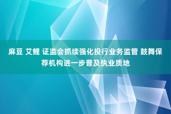 麻豆 艾鲤 证监会抓续强化投行业务监管 鼓舞保荐机构进一步普及执业质地