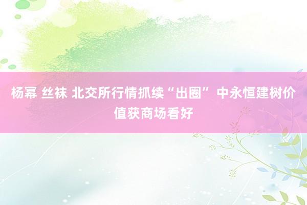 杨幂 丝袜 北交所行情抓续“出圈” 中永恒建树价值获商场看好