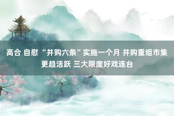 高合 自慰 “并购六条”实施一个月 并购重组市集更趋活跃 三大限度好戏连台