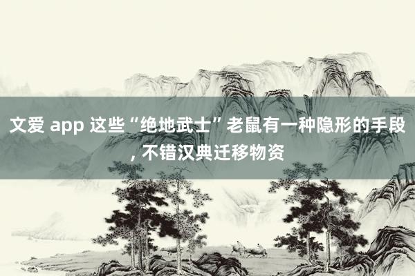 文爱 app 这些“绝地武士”老鼠有一种隐形的手段， 不错汉典迁移物资