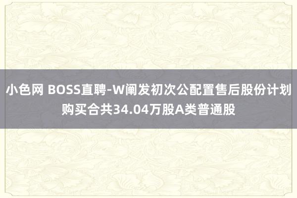 小色网 BOSS直聘-W阐发初次公配置售后股份计划购买合共34.04万股A类普通股