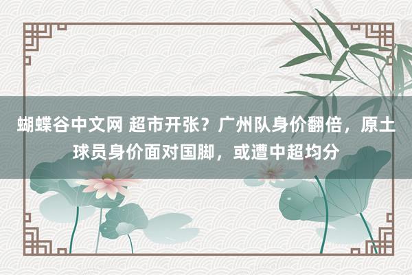 蝴蝶谷中文网 超市开张？广州队身价翻倍，原土球员身价面对国脚，或遭中超均分