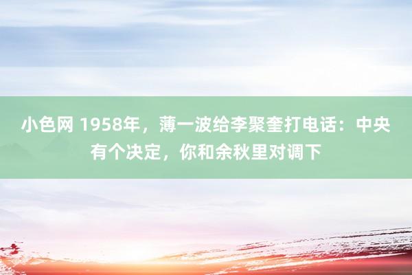 小色网 1958年，薄一波给李聚奎打电话：中央有个决定，你和余秋里对调下