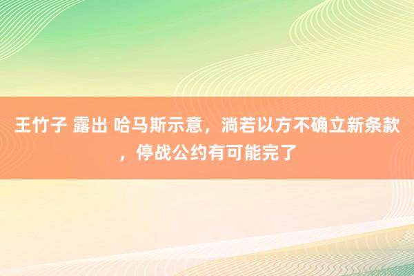 王竹子 露出 哈马斯示意，淌若以方不确立新条款，停战公约有可能完了