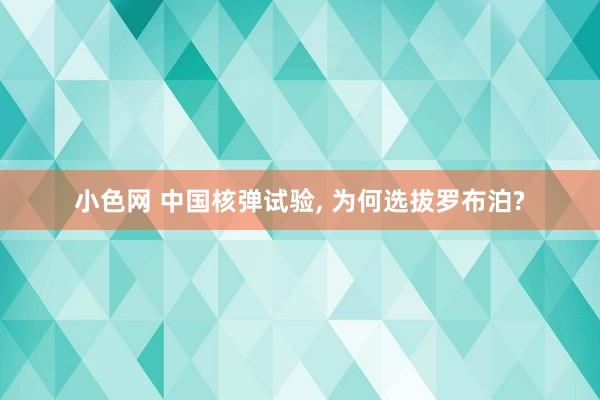 小色网 中国核弹试验， 为何选拔罗布泊?