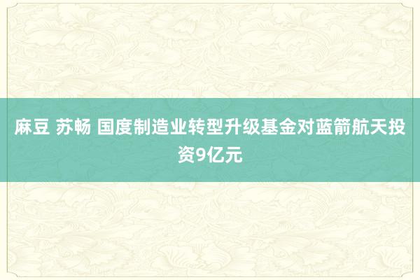 麻豆 苏畅 国度制造业转型升级基金对蓝箭航天投资9亿元