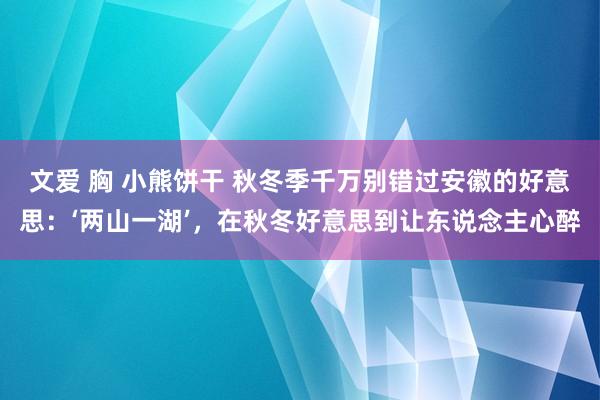 文爱 胸 小熊饼干 秋冬季千万别错过安徽的好意思：‘两山一湖’，在秋冬好意思到让东说念主心醉