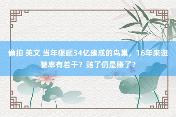 偷拍 英文 当年狠砸34亿建成的鸟巢，16年来诳骗率有若干？赔了仍是赚了？