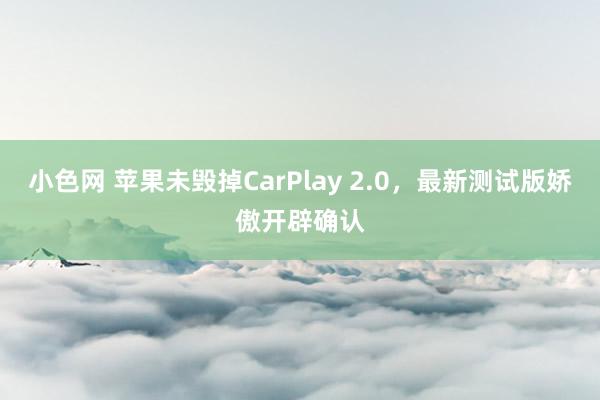 小色网 苹果未毁掉CarPlay 2.0，最新测试版娇傲开辟确认