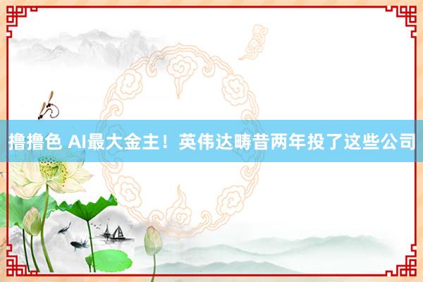 撸撸色 AI最大金主！英伟达畴昔两年投了这些公司