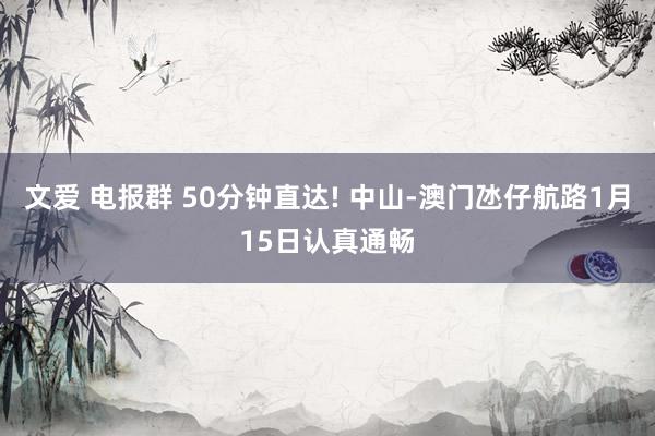 文爱 电报群 50分钟直达! 中山-澳门氹仔航路1月15日认真通畅